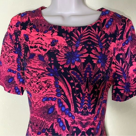 Pink Floral Print Vintage Style Mini Dress Size Large L - Picture 2 of 14